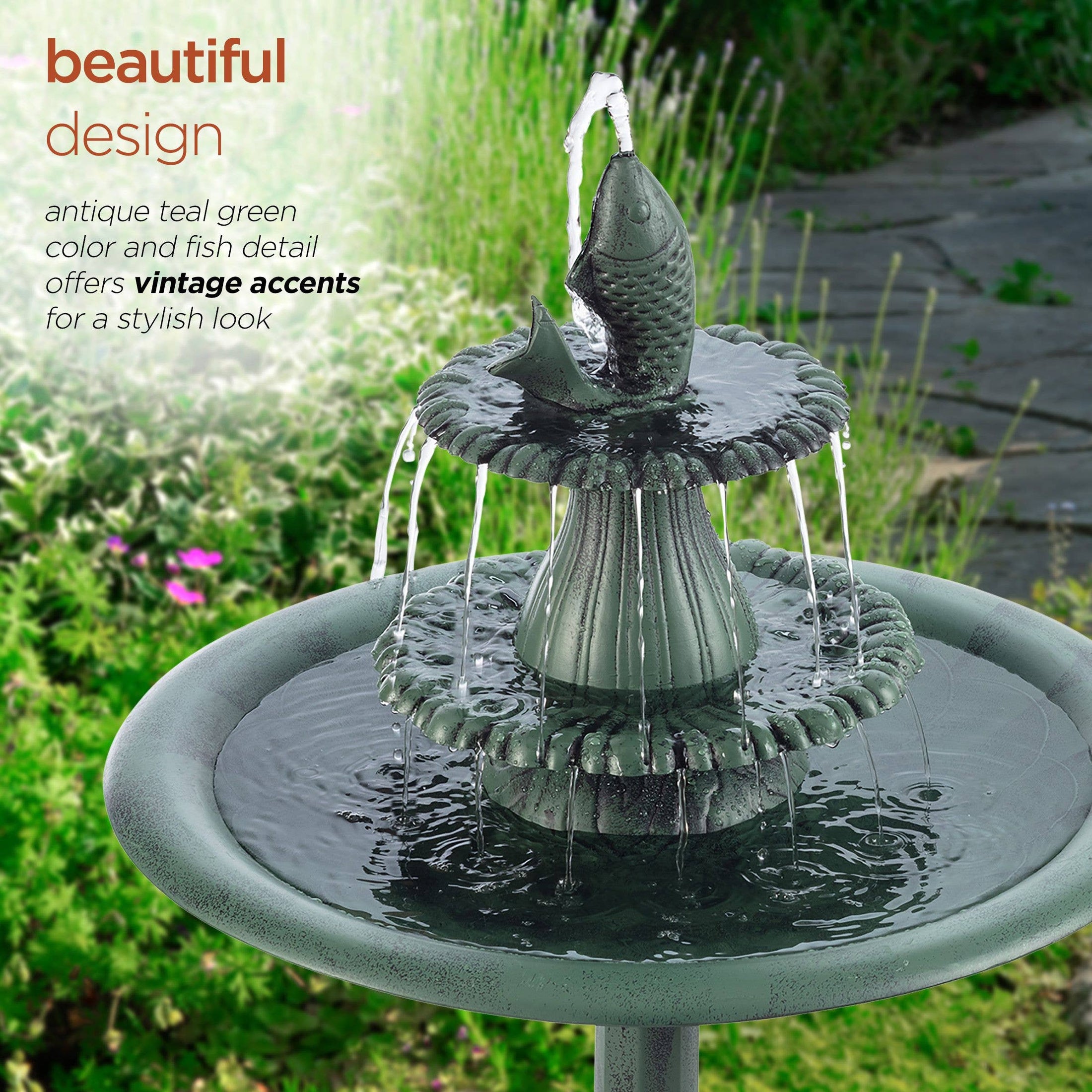 Alpine Corporation Tiered Pedestal Fish Fountain Birdbath