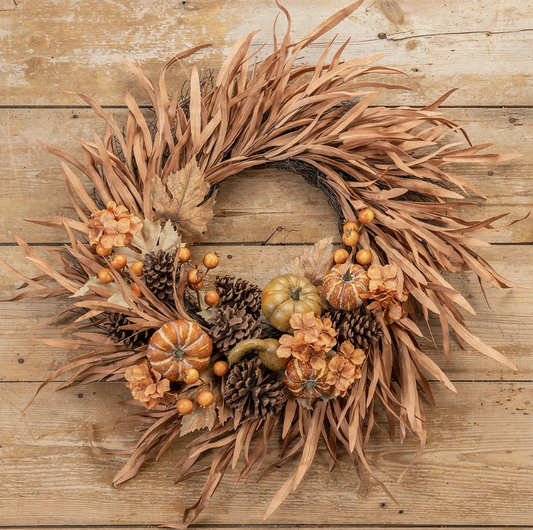 Wreath, Pumpkin & Rust