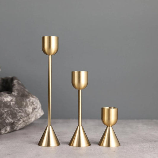 3 Pc/Set Metal Gold Plated Candle Holders