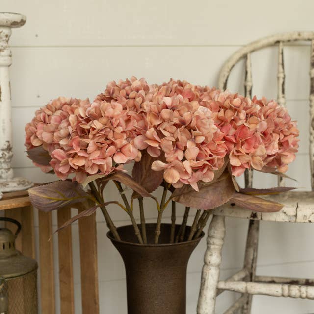 26.5" SALMON HYDRANGEA SPRAY