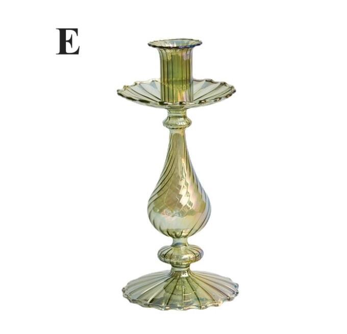 Northern European Style Glass Candle Holder - Pine Green