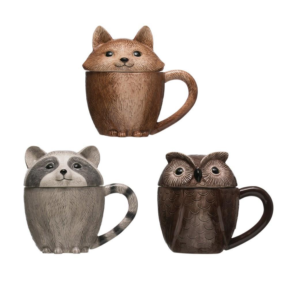 Stoneware Animal Covered Mug, 3 Styles