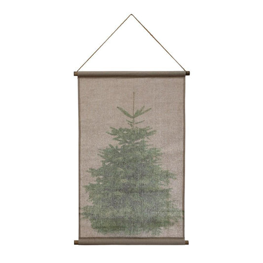 Wall Decor, Canvas & Wood Scroll w/ Christmas Tree