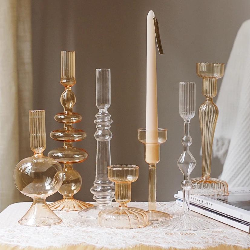 Vintage Style Glass Candlestick Holder