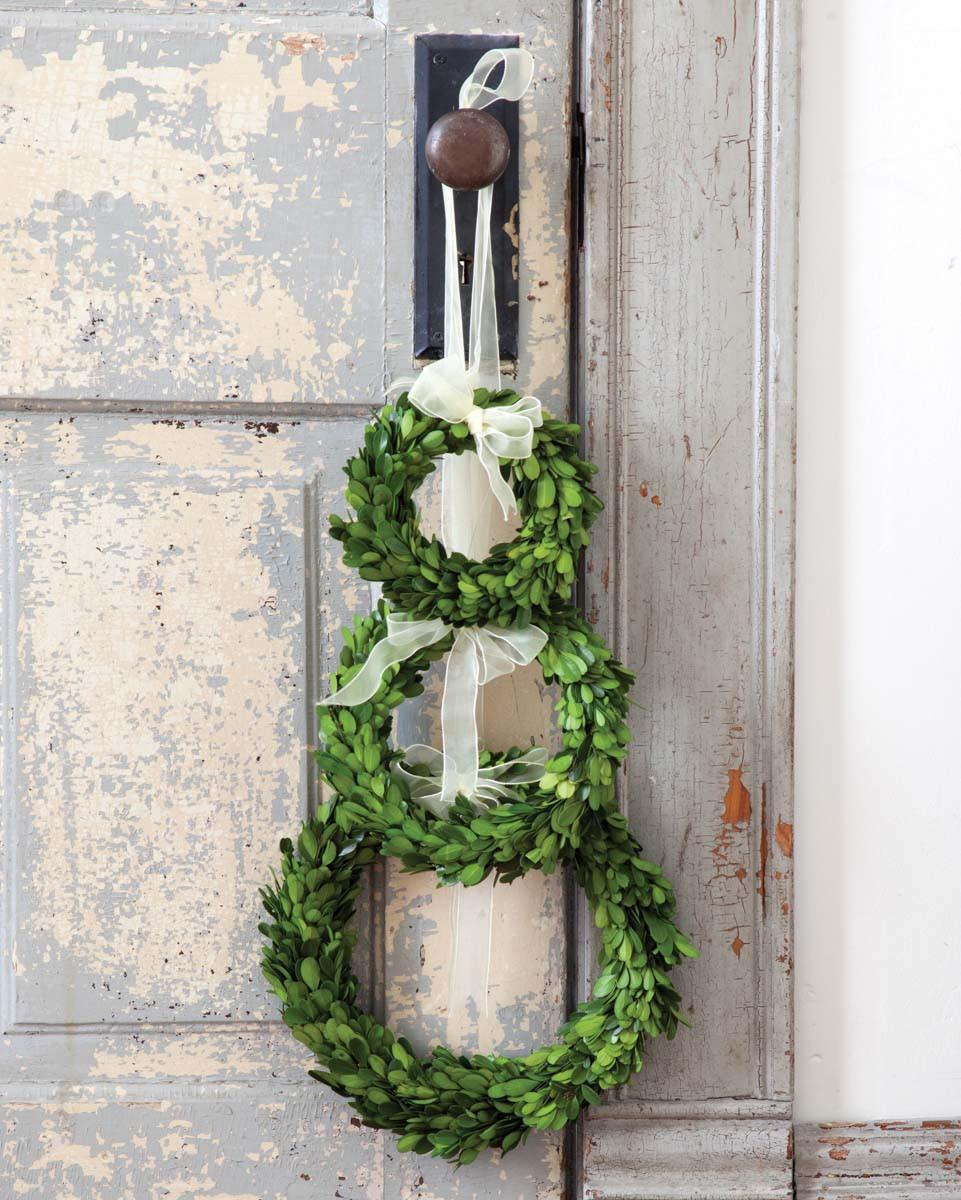 Preserved Boxwood Wreath with Ivory Ribbon