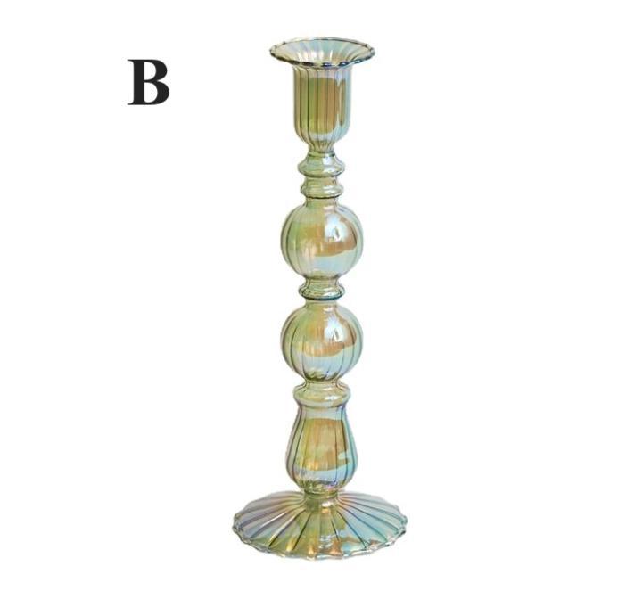 Northern European Style Glass Candle Holder - Pine Green