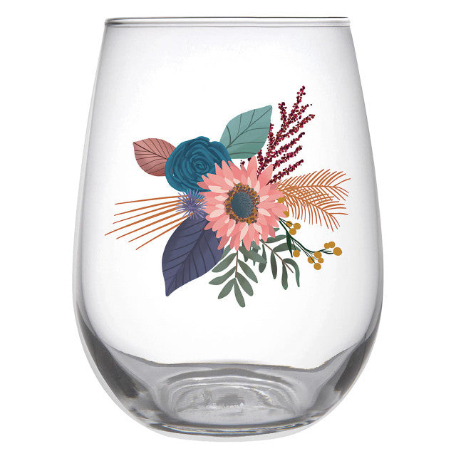 Stemless Wine Glass - Fall Bouquet