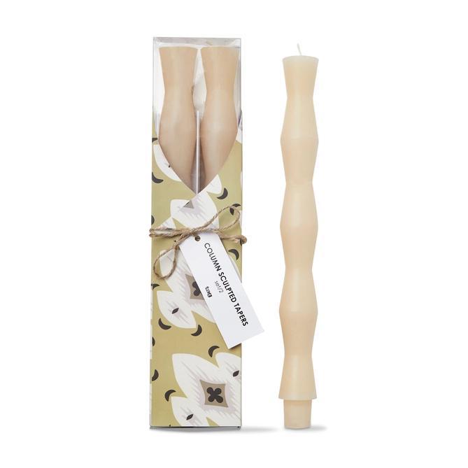 Column Sculpted Tapers, Set of 2 - Ivory