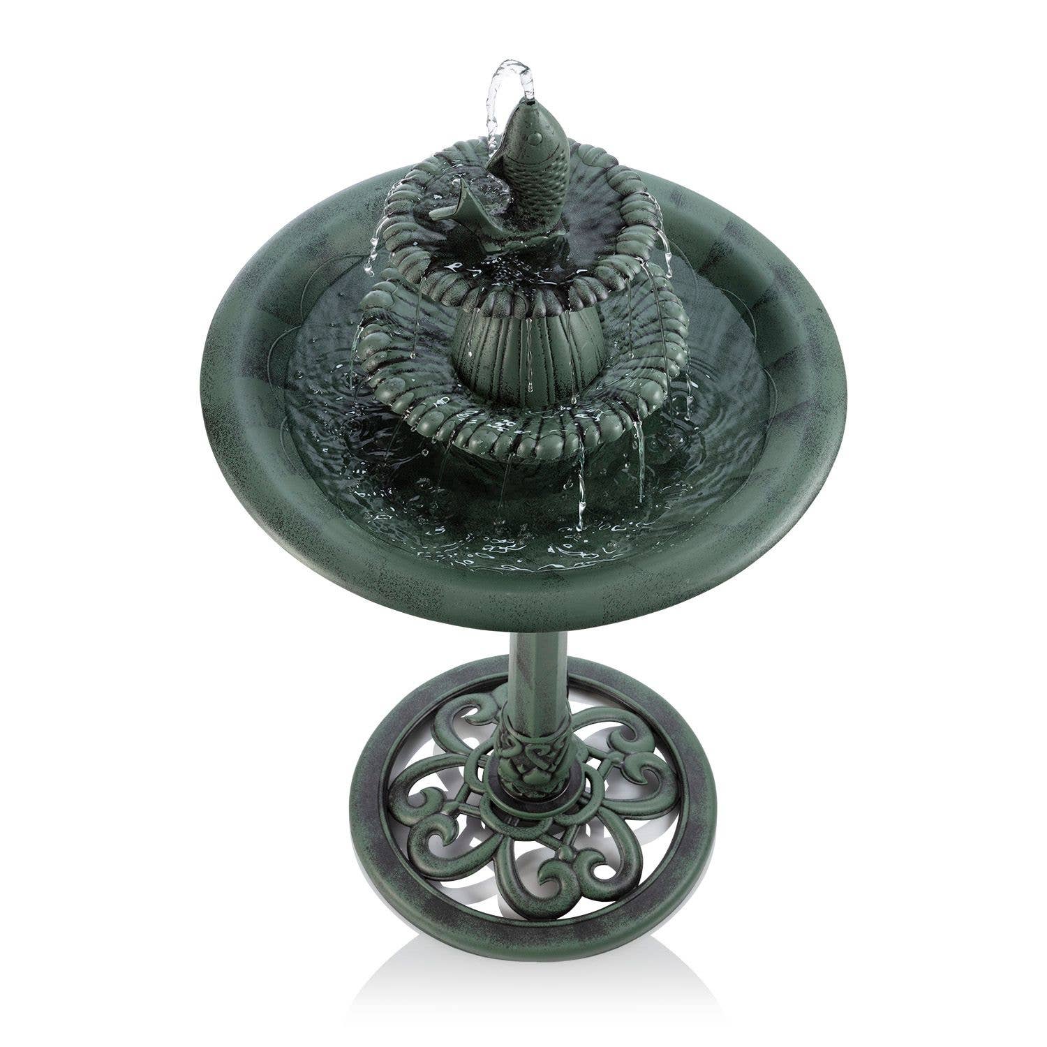 Alpine Corporation Tiered Pedestal Fish Fountain Birdbath