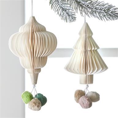 Ornament, Paper Tree with Pom Pom