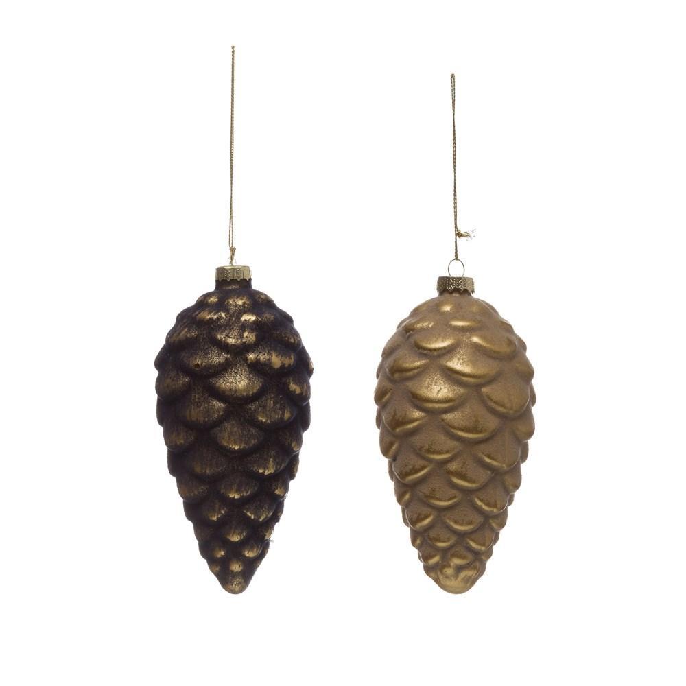 Ornament, Flocked Glass Pinecone