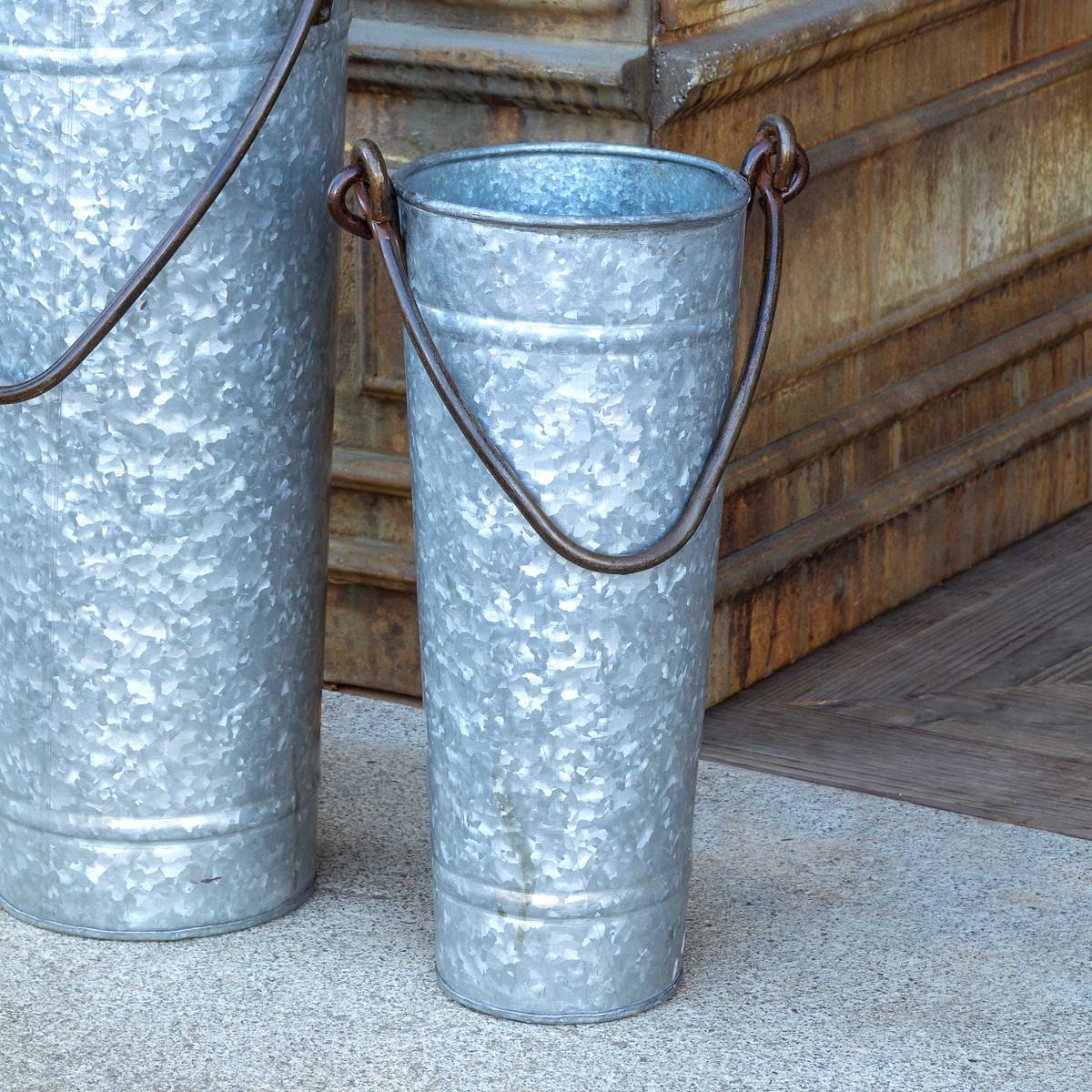 Tall Metal Display Bucket with Handle