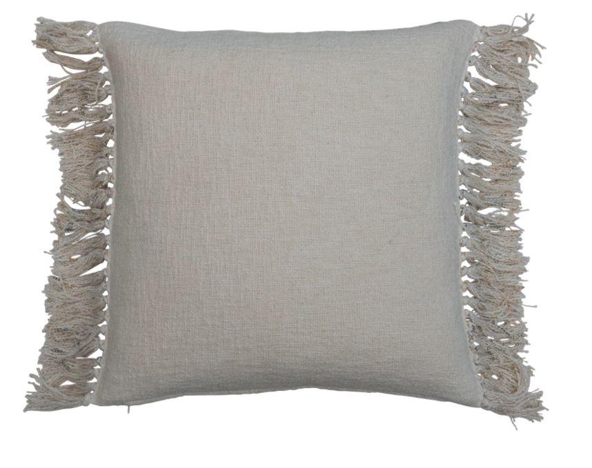 Pillow, Stonewashed Cotton Blend Slub w/Fringe