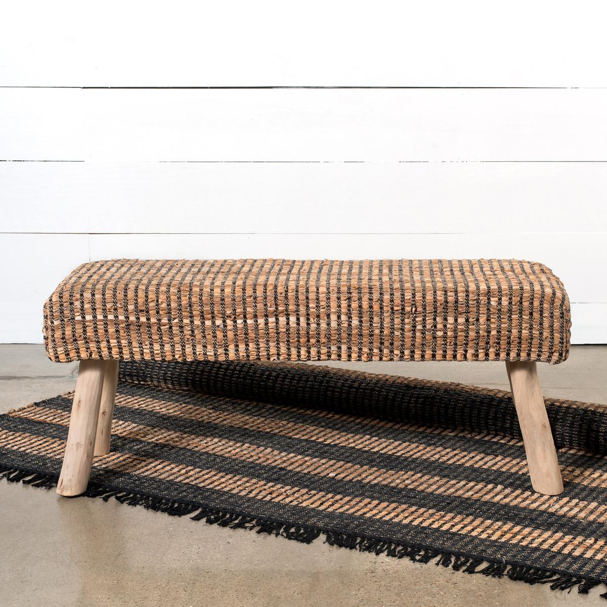 Woven Recycled Leather Bench