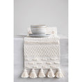 Load image into Gallery viewer, Woven Cotton Textured Table Runner w/ Pom Pom & Tassels
