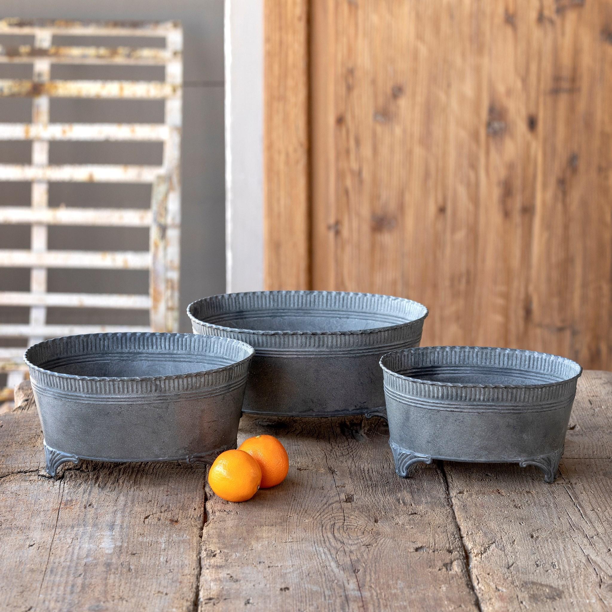 Footed Tinwork Embossed Oblong Planter