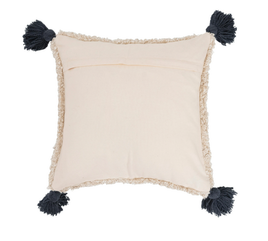 Pillow, Cotton Punch Hook w/Bee & Tassels