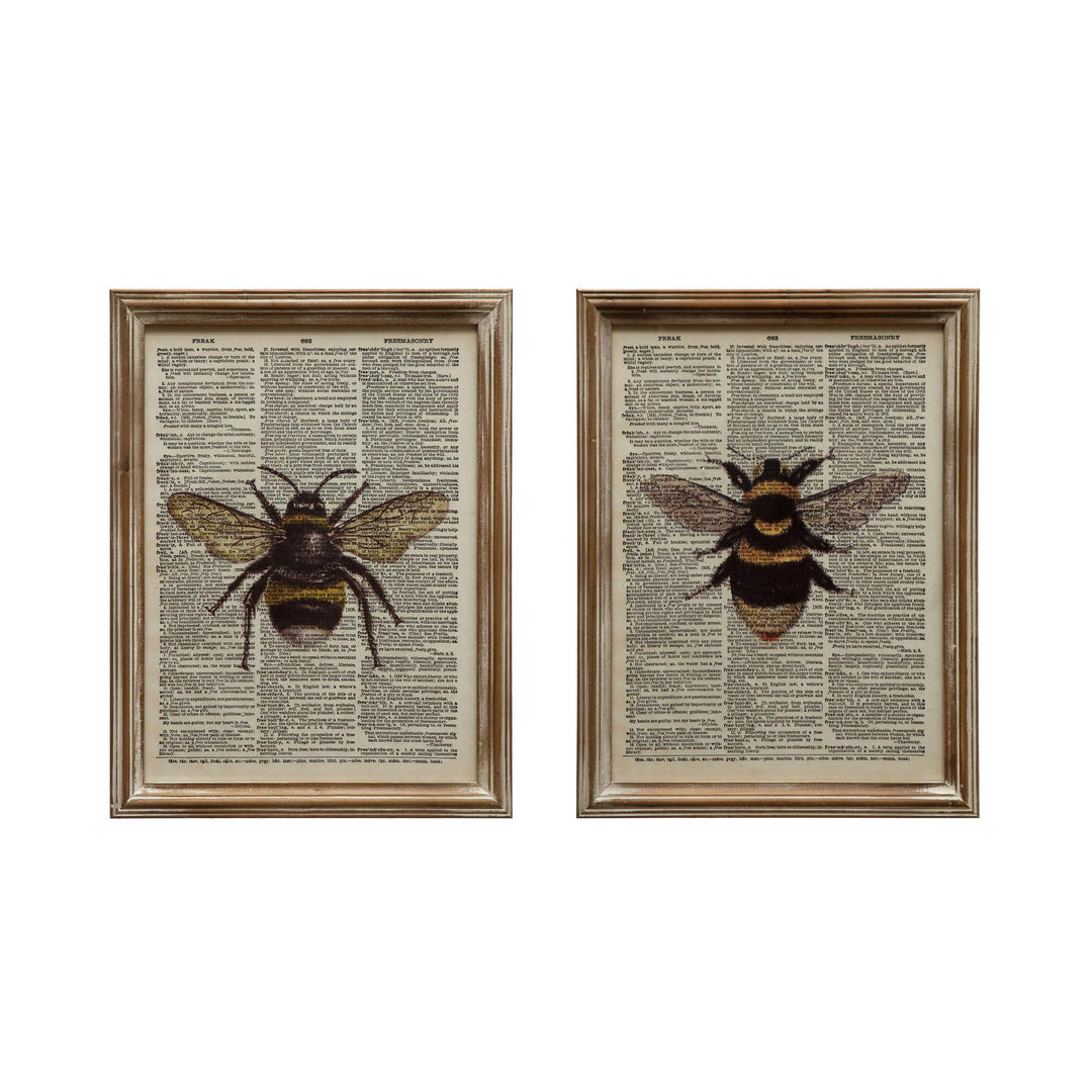Wall Art, Framed Glass Book w/Bee