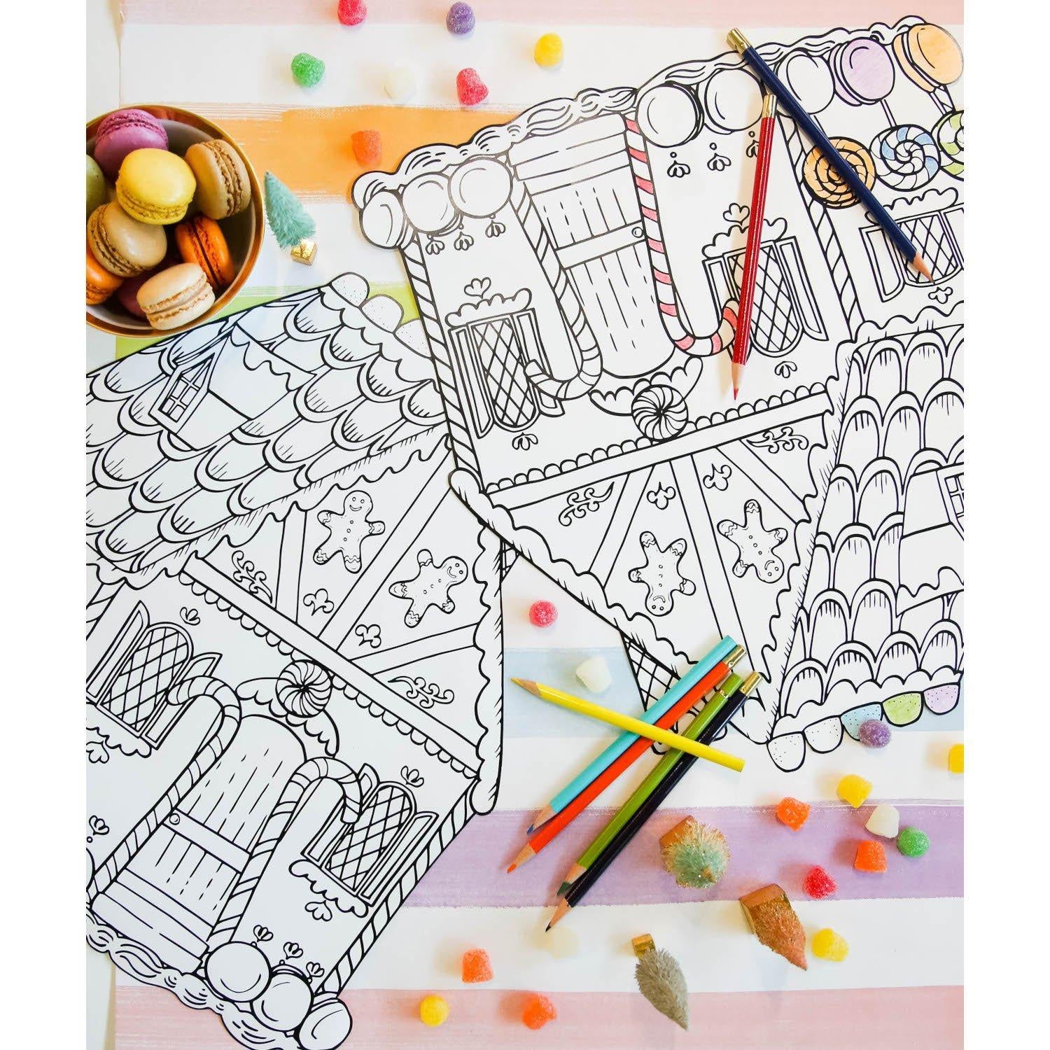 Placemat, Die-Cut Gingerbread House Coloring