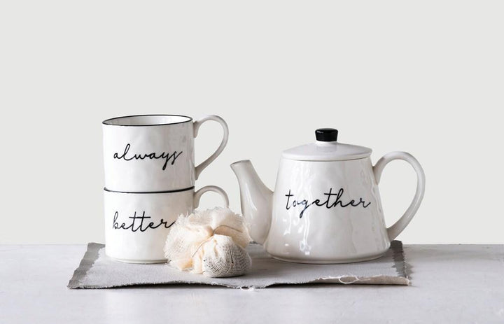 Stoneware Stackable Teapot & Mug - Set of 3