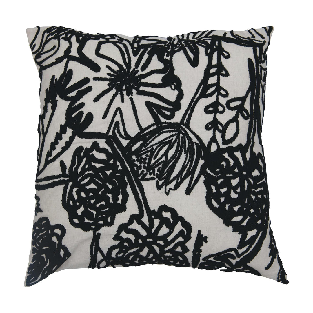 Pillow, Cotton and Linen Blend Embroidered