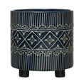 Load image into Gallery viewer, Footed Planter, Debossed Stoneware w/Pattern
